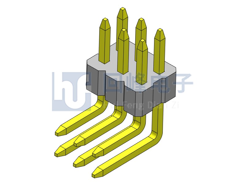 1.0mm 單塑  90度 2*3PIN  排針