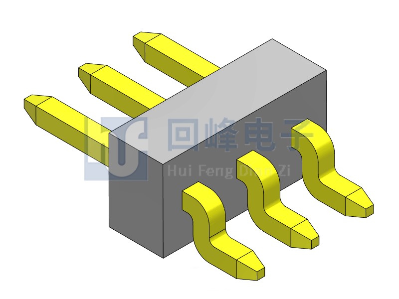 1.0mm 單塑 SMT 90度 1*3PIN  排針