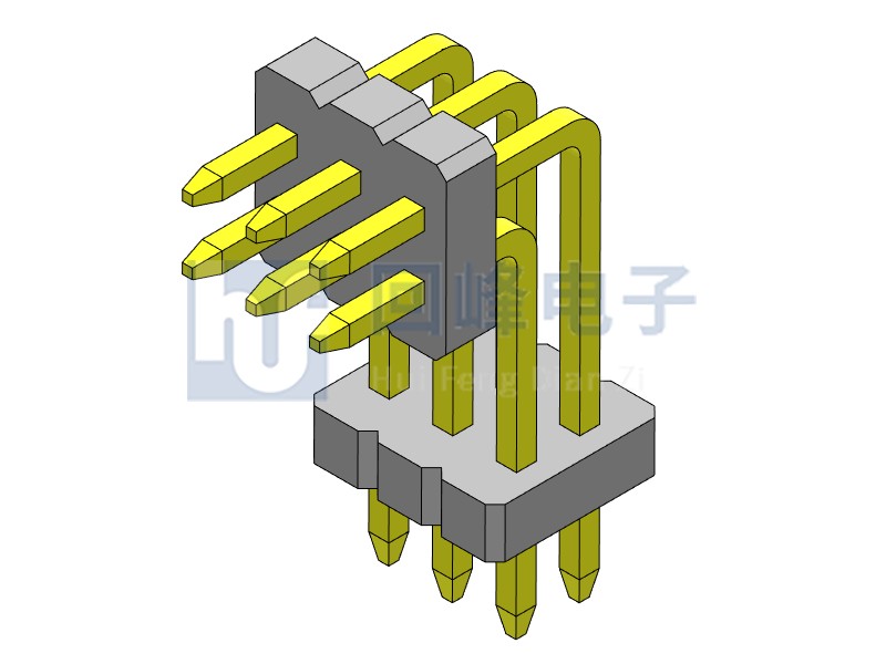 1.27mm 雙塑雙層 90度 2*3PIN  排針