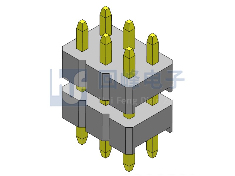 2.0mm 雙塑 180度 2*3PIN 回峰排針