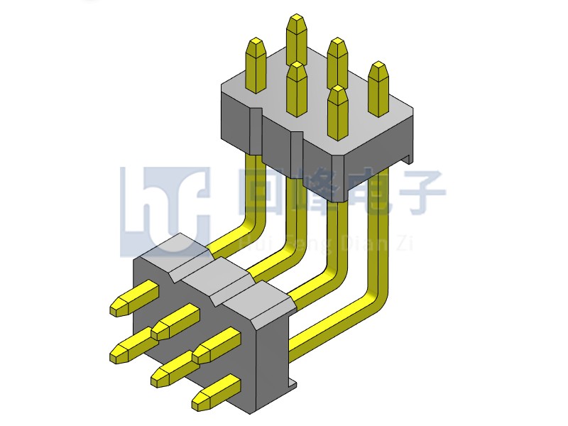 2.0mm 雙塑 90度 2*3PIN 排針 回峰