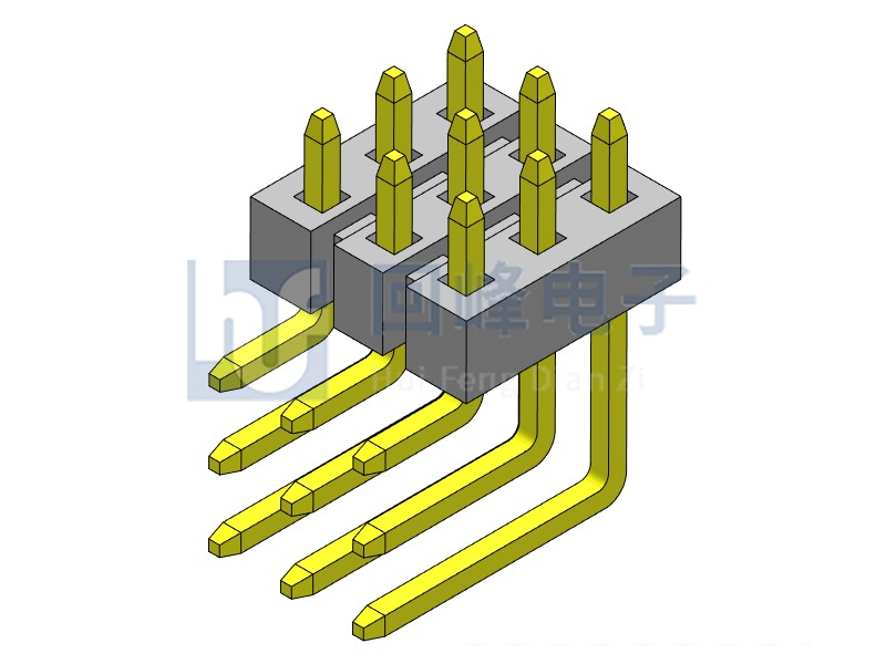 2.0mm 單塑 90度 3*3PIN 排針 回峰