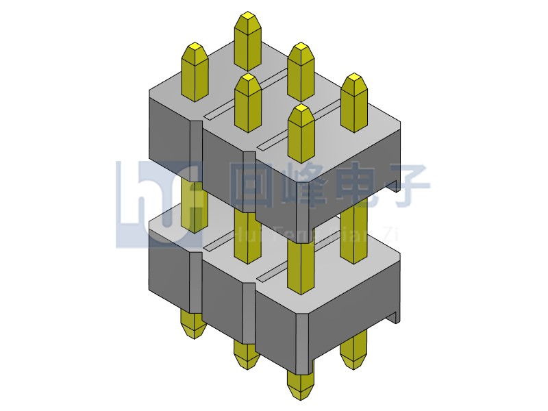 2.54mm 雙塑 180度 2*3PIN 回峰排針
