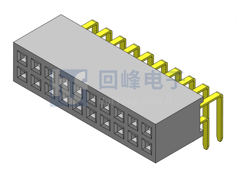 1.27mm排母 雙排單塑 DIP  90度