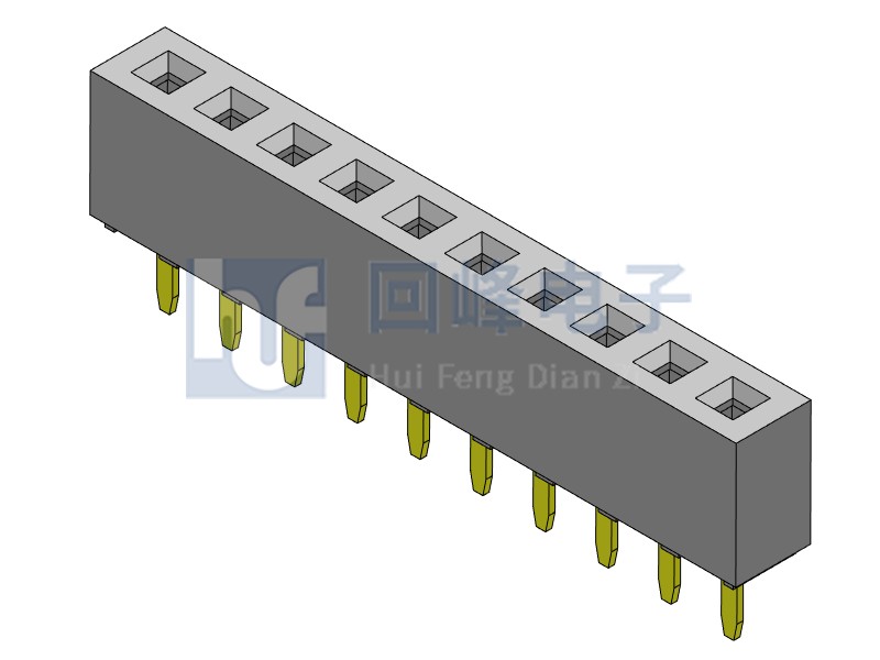 2.0mm排母 單排單塑 DIP 180度 1*40PIN
