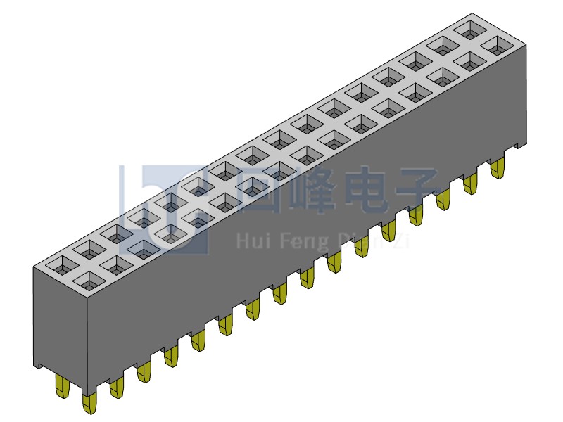 2.0mm排母 雙排雙塑 DIP 180度