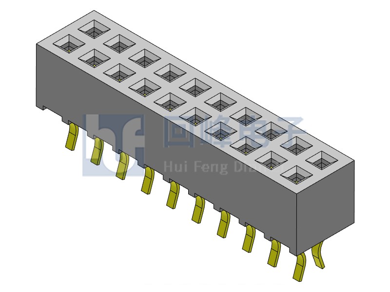 2.0mm排母 雙排雙塑 DIP 180度 2*10PIN