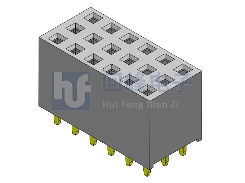 2.54mm排母 三排單塑 DIP 180度 3*40PIN