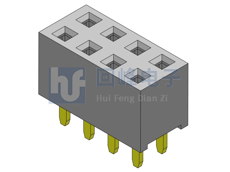 2.54mm排母 雙排單塑 DIP 180度 2*4PIN