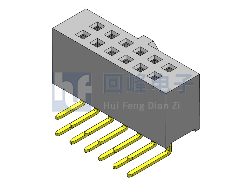 2.54mm排母 雙排單塑 SMT 180度 帶固定柱